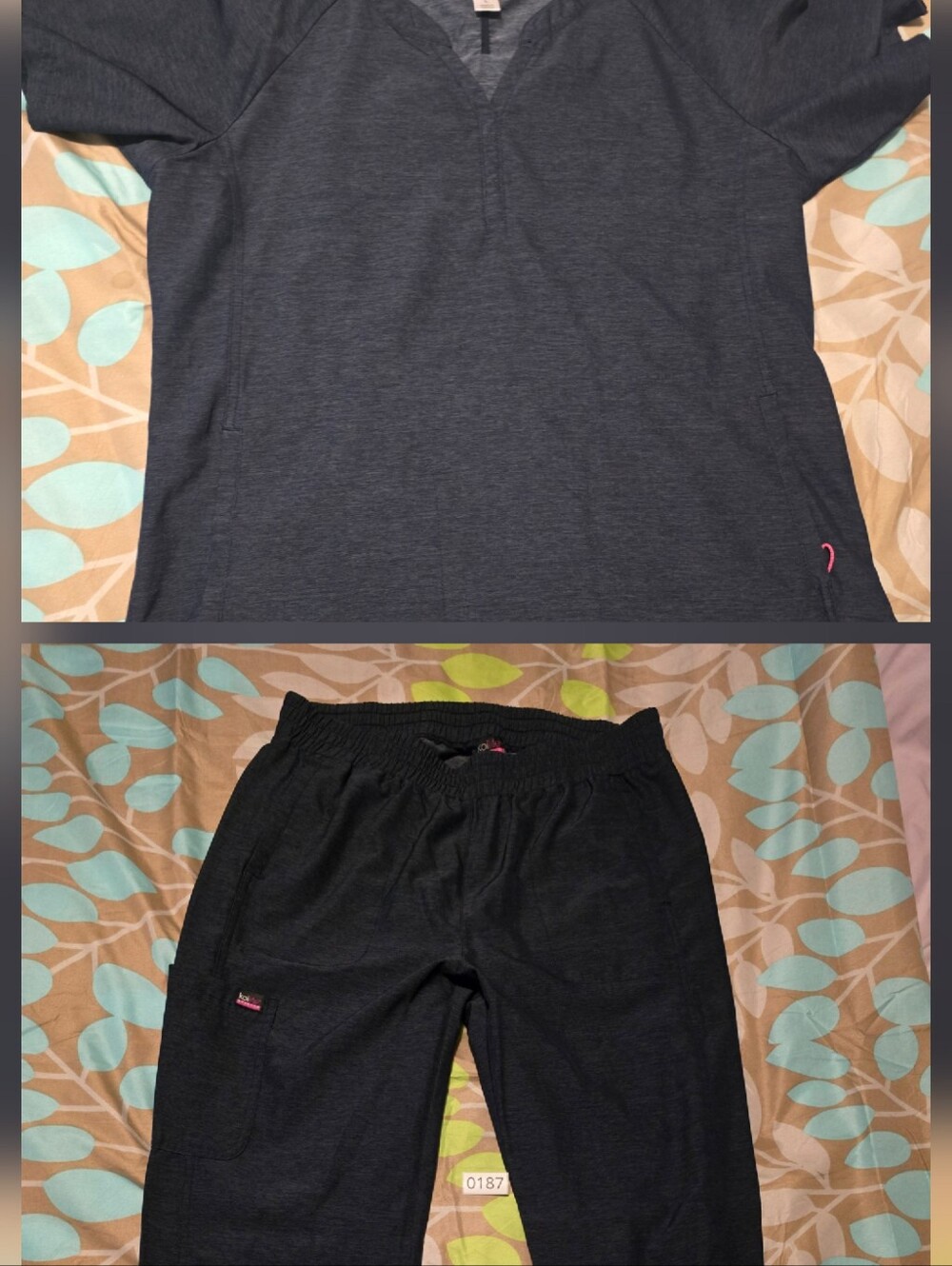 Koi LITE Heathered NAVY Jogger Scrub Set, Size Large